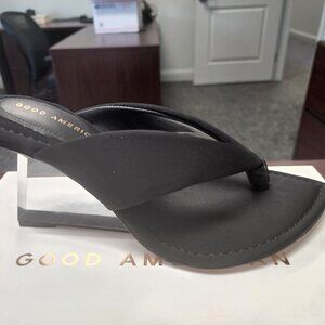 NIB Good American Women’s Neoprene High Wedge Lucite Sandals Black Size 9.5